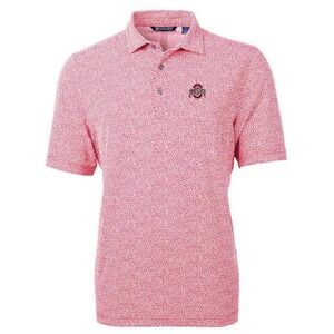 Cutter &‎ Buck Ohio State Buckeyes Pink Dotted Golf Polo Shirt Mens L NEW